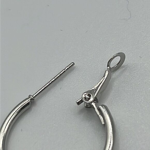 Choice of Silver-tone 1-in Hoops with Dangling Initial Charm (A-Z) - Picture 5 of 11